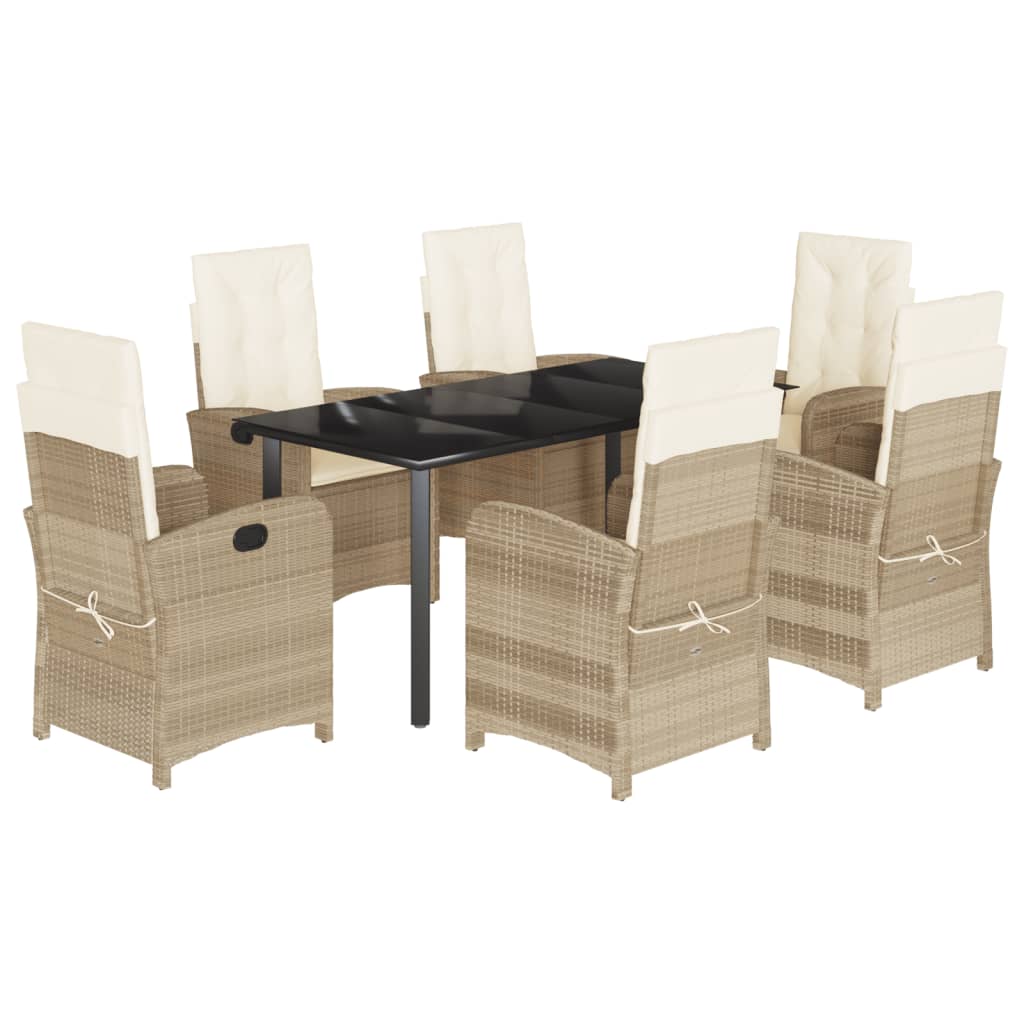 vidaXL 3-delige Tuinset met kussens poly rattan beige