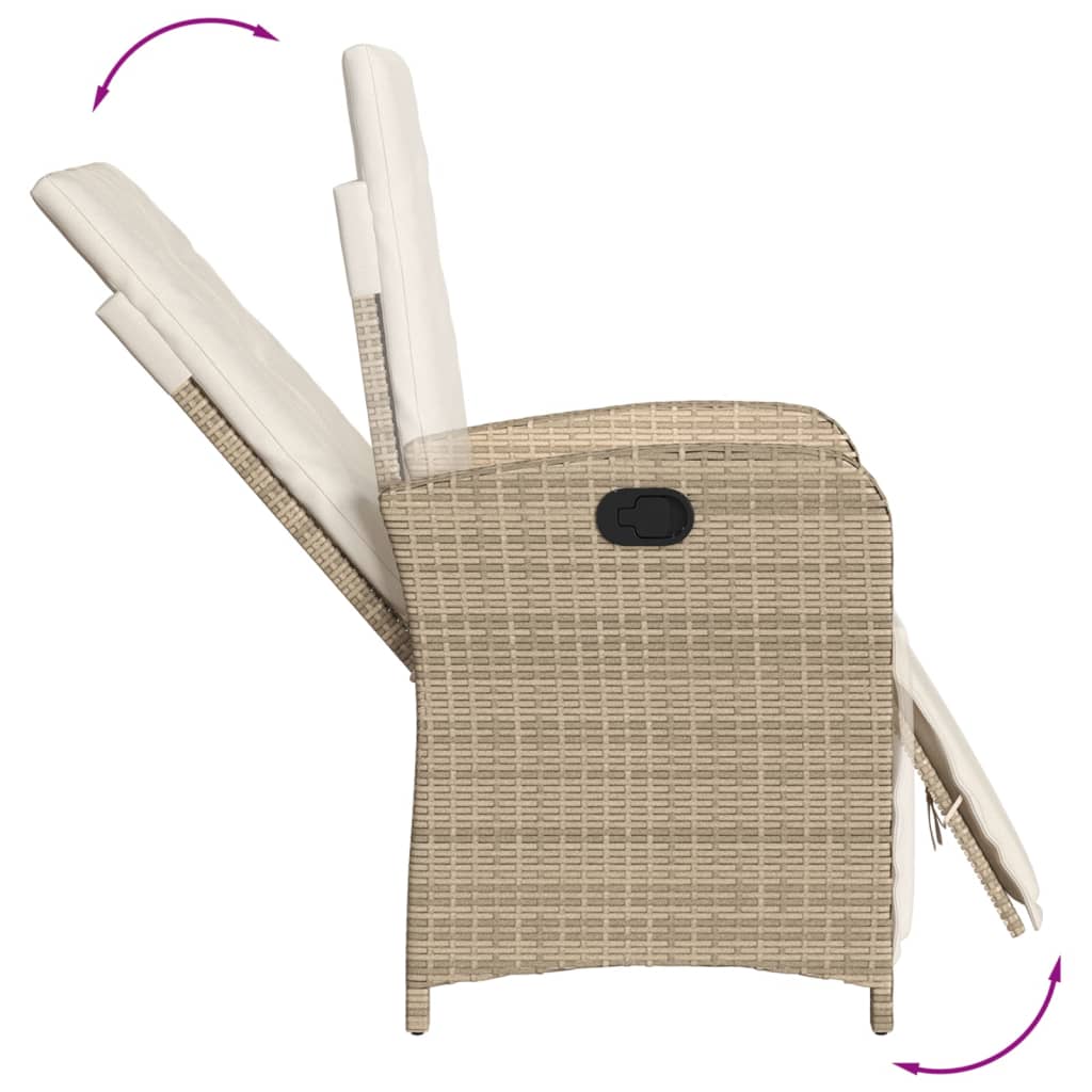 vidaXL 3-delige Tuinset met kussens poly rattan beige