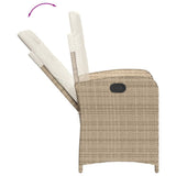 vidaXL 3-delige Tuinset met kussens poly rattan beige