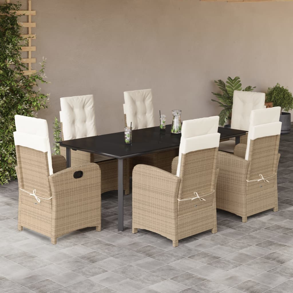 vidaXL 3-delige Tuinset met kussens poly rattan beige