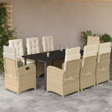 vidaXL 3-delige Tuinset met kussens poly rattan beige