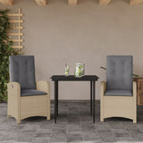vidaXL 3-Piece Garden Lounge Set with Cushions Poly Rattan Mixed Beige