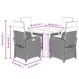 vidaXL 3-Piece Garden Lounge Set with Cushions Poly Rattan Mixed Beige