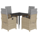 vidaXL 3-Piece Garden Lounge Set with Cushions Poly Rattan Mixed Beige
