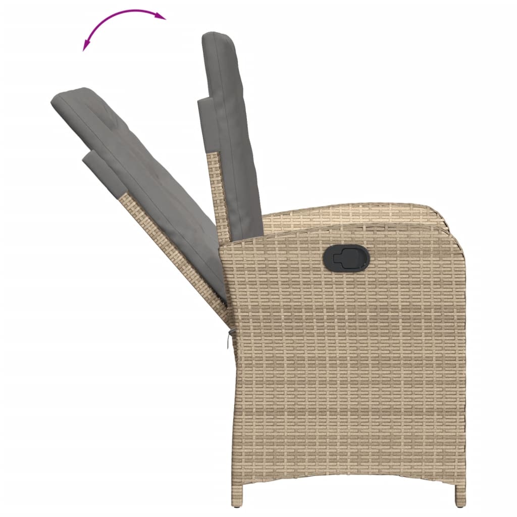 vidaXL 3-Piece Garden Lounge Set with Cushions Poly Rattan Mixed Beige