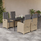 vidaXL 3-Piece Garden Lounge Set with Cushions Poly Rattan Mixed Beige