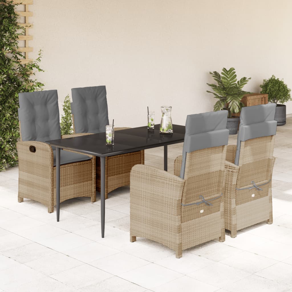 vidaXL 3-Piece Garden Lounge Set with Cushions Poly Rattan Mixed Beige