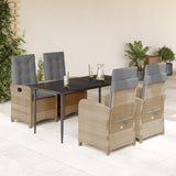 vidaXL 3-Piece Garden Lounge Set with Cushions Poly Rattan Mixed Beige