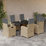 vidaXL 3-Piece Garden Lounge Set with Cushions Poly Rattan Mixed Beige