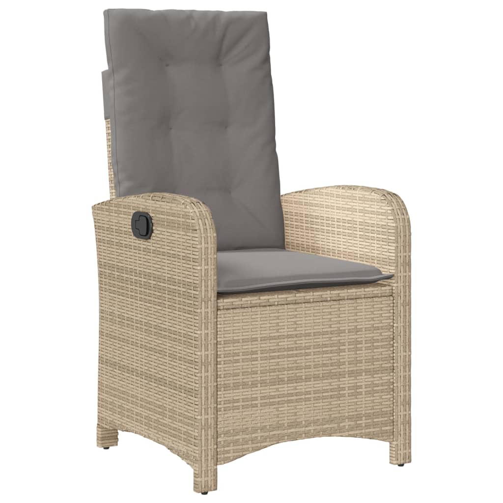 vidaXL 3-delige Tuinset met kussens poly rattan gemengd beige
