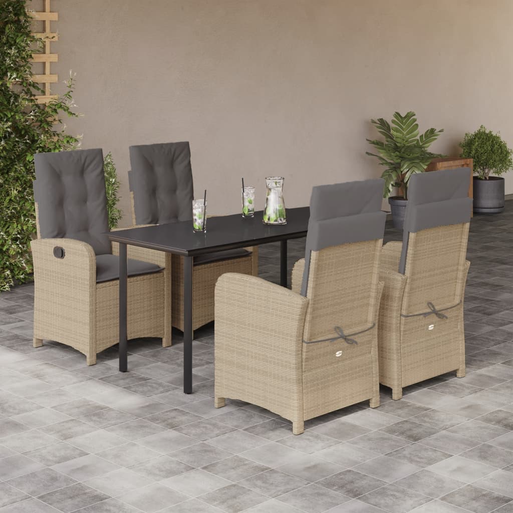 vidaXL 3-delige Tuinset met kussens poly rattan gemengd beige
