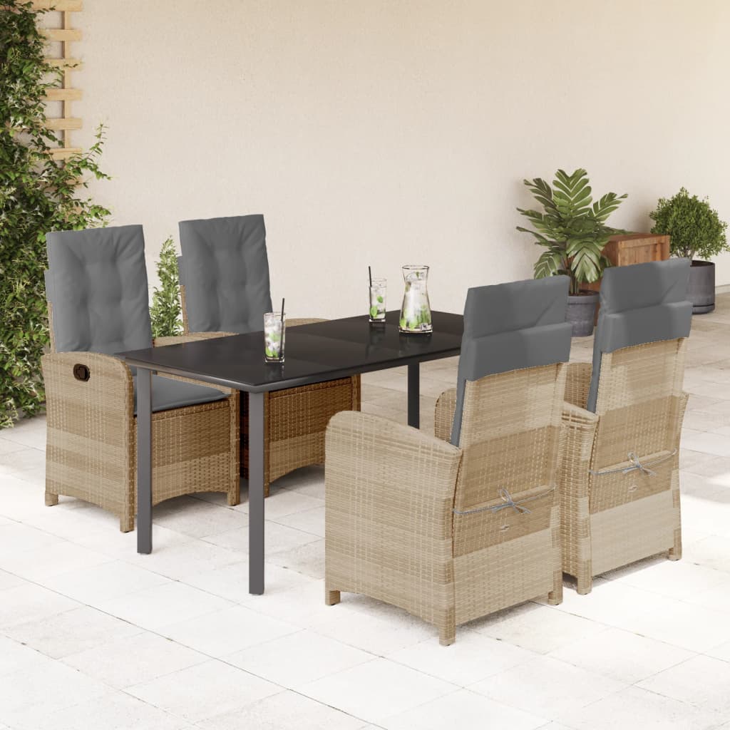 vidaXL 3-delige Tuinset met kussens poly rattan gemengd beige