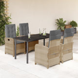vidaXL 3-delige Tuinset met kussens poly rattan gemengd beige