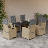 vidaXL 3-delige Tuinset met kussens poly rattan gemengd beige