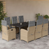 vidaXL 3-delige Tuinset met kussens poly rattan gemengd beige
