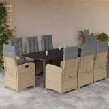 vidaXL 3-delige Tuinset met kussens poly rattan gemengd beige
