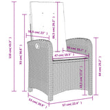 vidaXL 3-delige Tuinset met kussens poly rattan lichtgrijs
