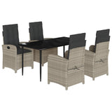 vidaXL 3-delige Tuinset met kussens poly rattan lichtgrijs