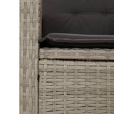 vidaXL 3-delige Tuinset met kussens poly rattan lichtgrijs