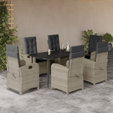 vidaXL 3-delige Tuinset met kussens poly rattan lichtgrijs