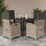 vidaXL 3-delige Tuinset met kussens poly rattan lichtgrijs