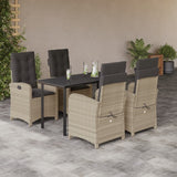vidaXL 3-delige Tuinset met kussens poly rattan lichtgrijs