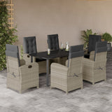 vidaXL 3-delige Tuinset met kussens poly rattan lichtgrijs