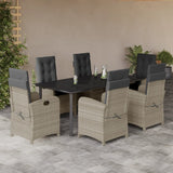 vidaXL 3-delige Tuinset met kussens poly rattan lichtgrijs