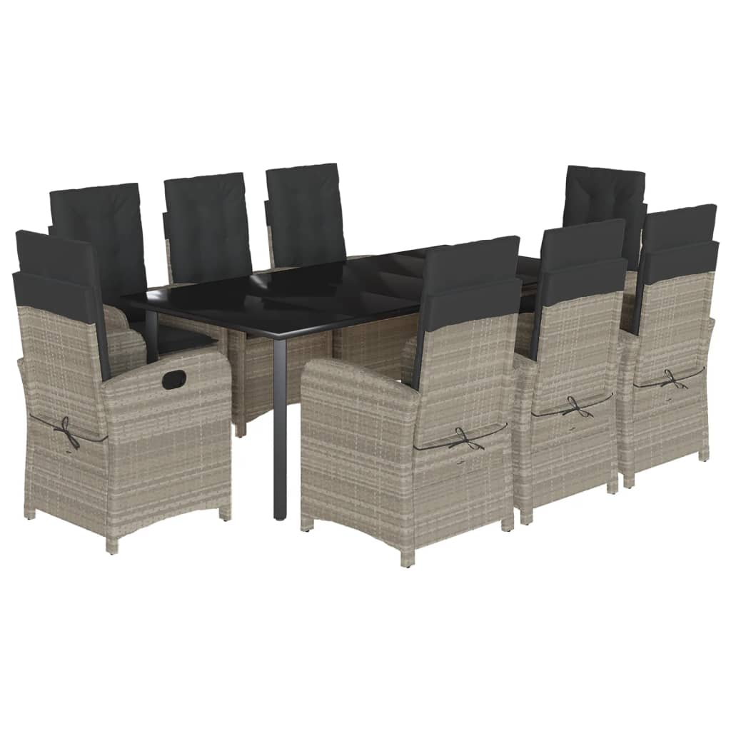 vidaXL 3-delige Tuinset met kussens poly rattan lichtgrijs