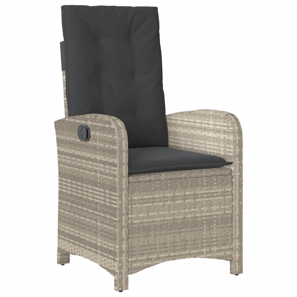 vidaXL 3-delige Tuinset met kussens poly rattan lichtgrijs