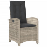 vidaXL 3-delige Tuinset met kussens poly rattan lichtgrijs