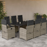 vidaXL 3-delige Tuinset met kussens poly rattan lichtgrijs