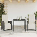 vidaXL 3-Piece Bistro Set with Cushions Poly Rattan Black