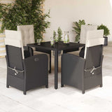 vidaXL 3-Piece Bistro Set with Cushions Poly Rattan Black