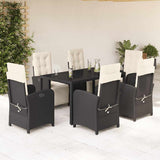 vidaXL 3-Piece Bistro Set with Cushions Poly Rattan Black