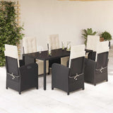 vidaXL 3-Piece Bistro Set with Cushions Poly Rattan Black