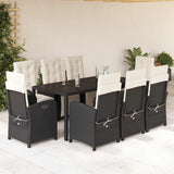 vidaXL 3-Piece Bistro Set with Cushions Poly Rattan Black