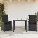 vidaXL 3-Piece Bistro Set with Cushions Poly Rattan Black