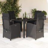 vidaXL 3-Piece Bistro Set with Cushions Poly Rattan Black