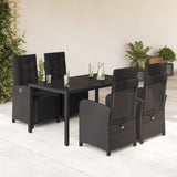 vidaXL 3-Piece Bistro Set with Cushions Poly Rattan Black