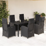 vidaXL 3-Piece Bistro Set with Cushions Poly Rattan Black