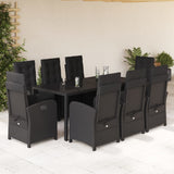 vidaXL 3-Piece Bistro Set with Cushions Poly Rattan Black