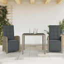 vidaXL 3-Piece Bistro Set with Cushions Poly Rattan Black