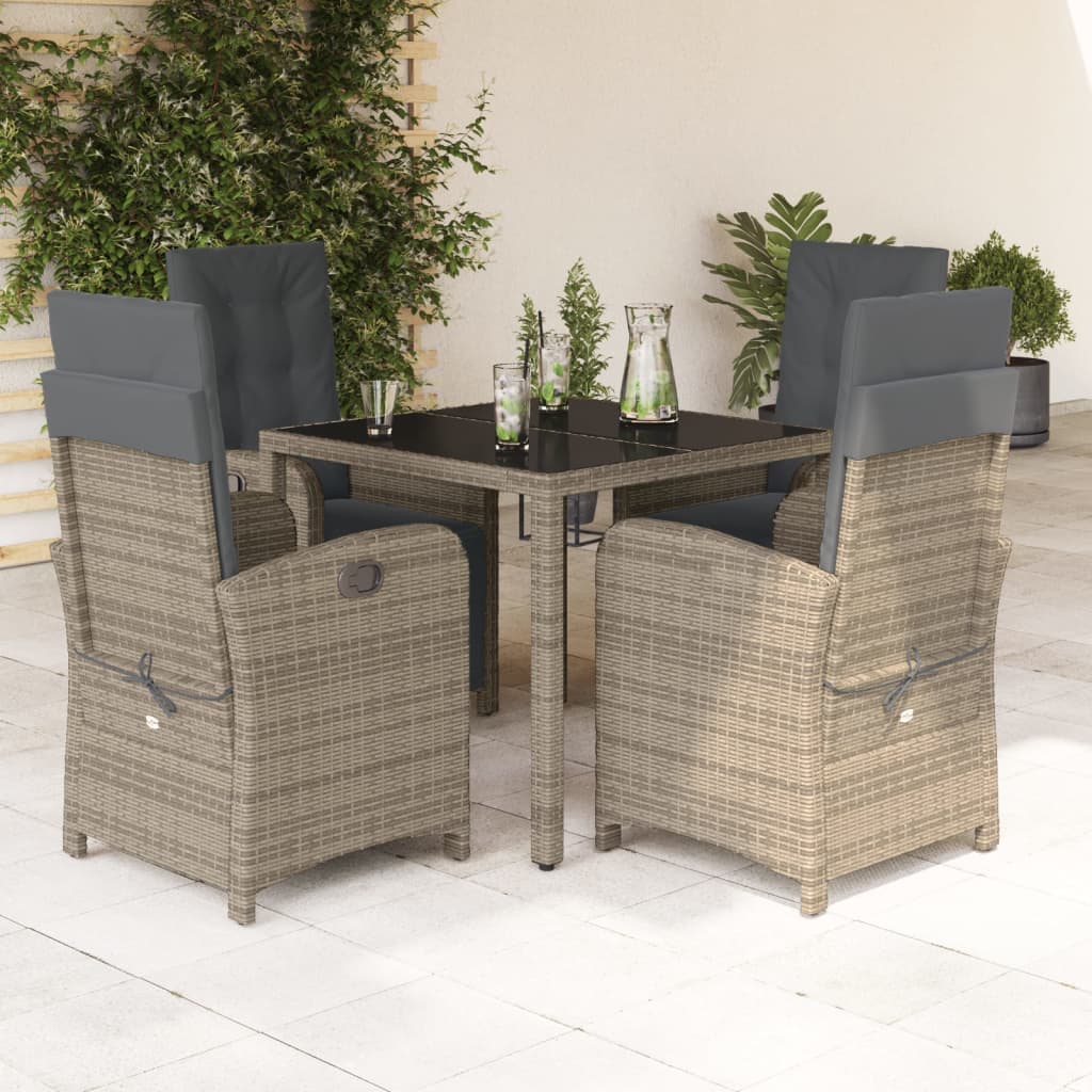 vidaXL 3-Piece Bistro Set with Cushions Poly Rattan Black