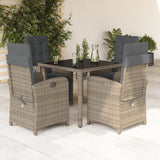 vidaXL 3-Piece Bistro Set with Cushions Poly Rattan Black