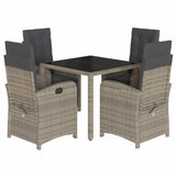 vidaXL 3-Piece Bistro Set with Cushions Poly Rattan Black