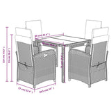 vidaXL 3-Piece Bistro Set with Cushions Poly Rattan Black