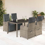 vidaXL 3-Piece Bistro Set with Cushions Poly Rattan Black