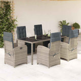 vidaXL 3-Piece Bistro Set with Cushions Poly Rattan Black