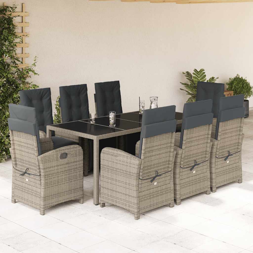vidaXL 3-Piece Bistro Set with Cushions Poly Rattan Black